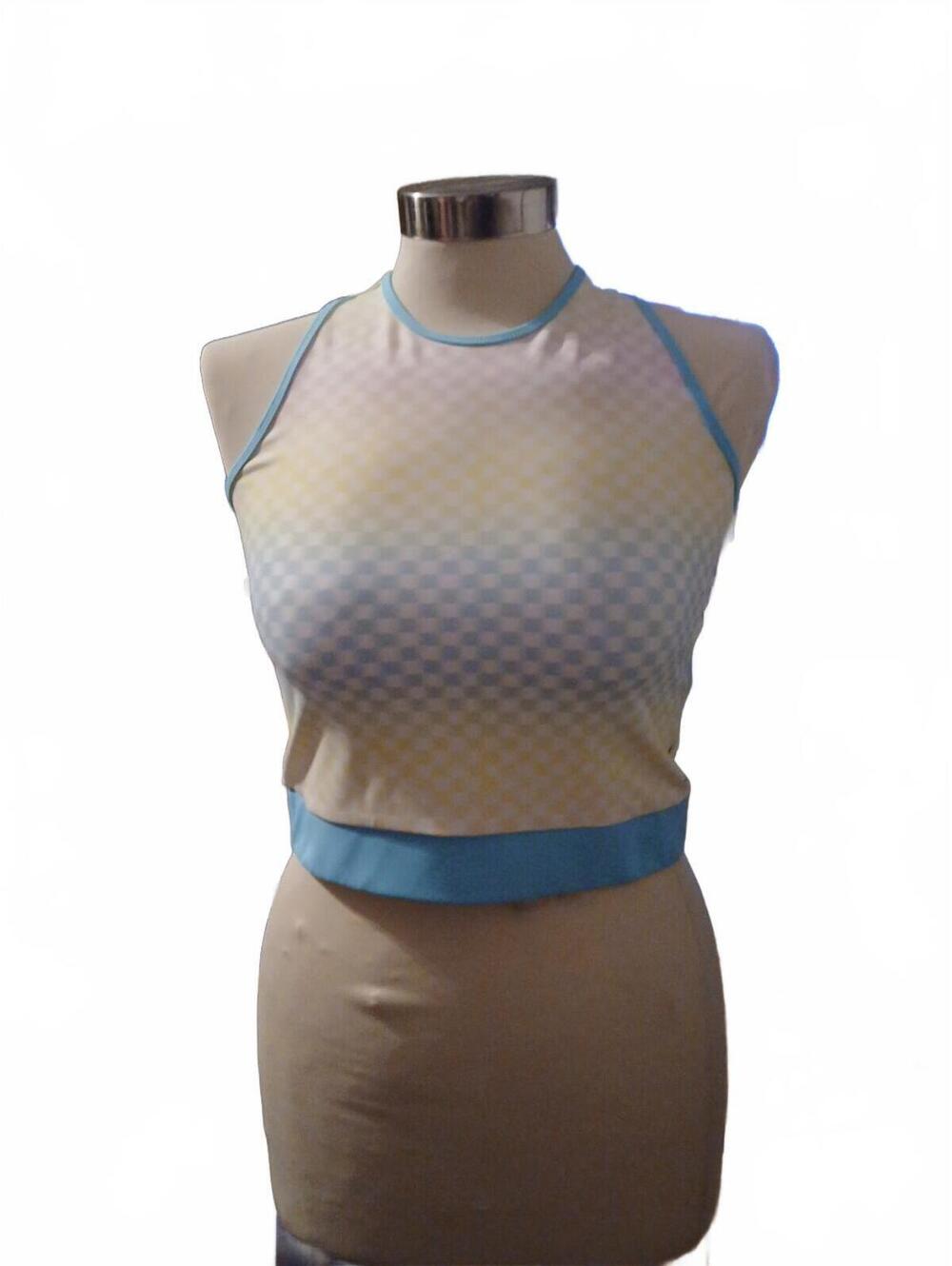 Hurley Women's Sleeveless Crop Top XL Pastel Checkered
